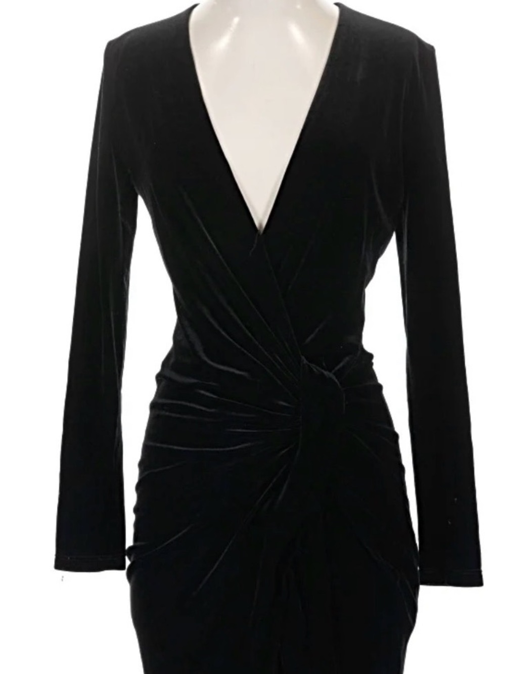 Black Halo Black Lara Twist Deep V Mini Dress